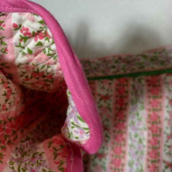 Vintage Homemade Kitchen Half Apron And Oven Mitt Pink Green Floral - Picture 7 of 15